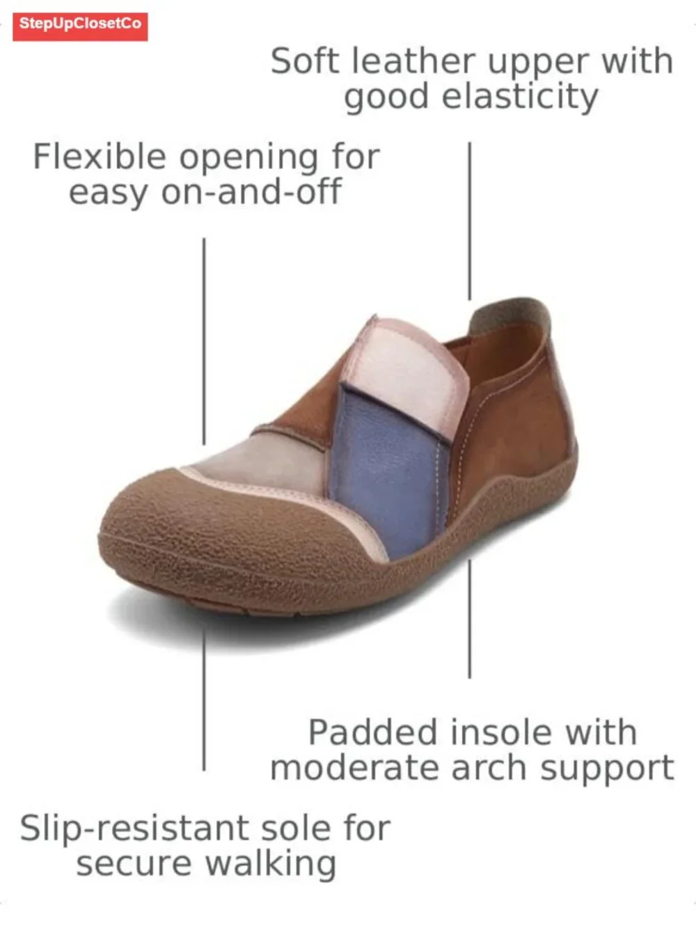 Women's Cowhide Leather Penny Loafers Round Toe Retro Mary Jane Comfort Walking